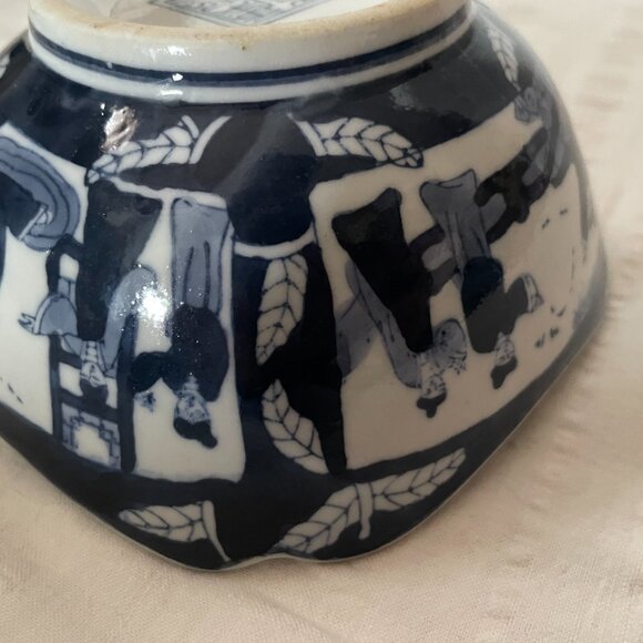 Vintage Chinese porcelain bowl square blue and white - Picture 6 of 13